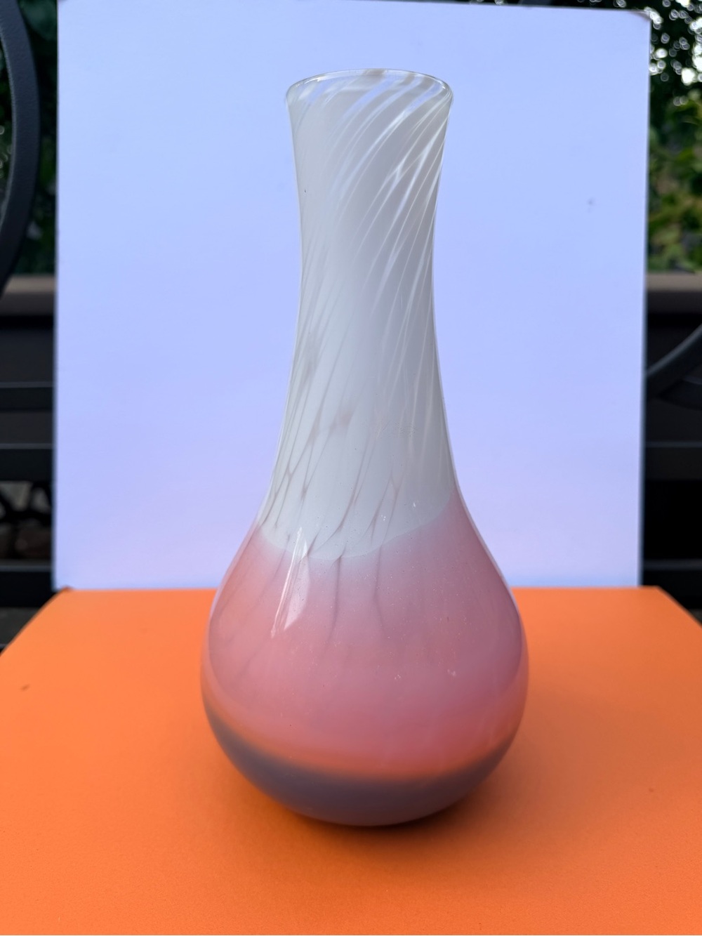 Handblown Pink and White Melissa Misoda Glass Vase